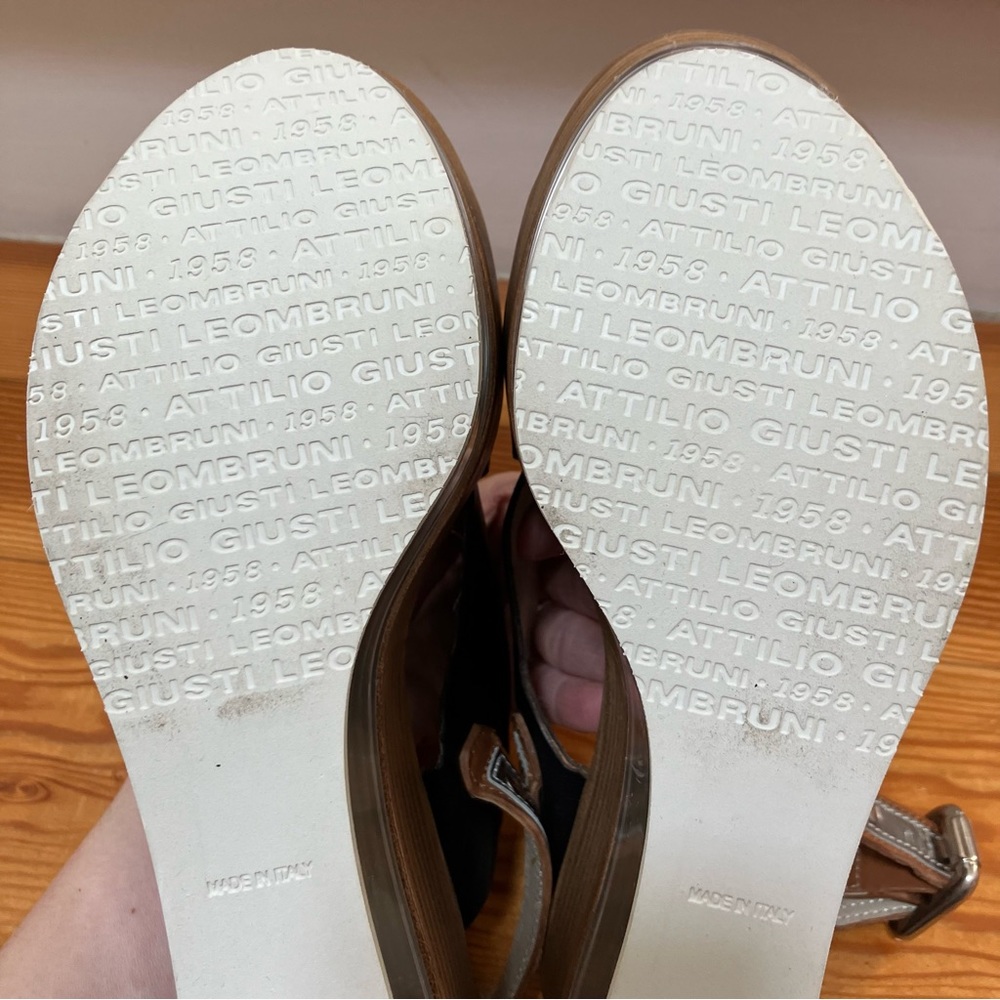 AGL Platform Wedge Lucite Clear Black Leather Criss Cross Sraps Buckle Italy 38 - Picture 11 of 15